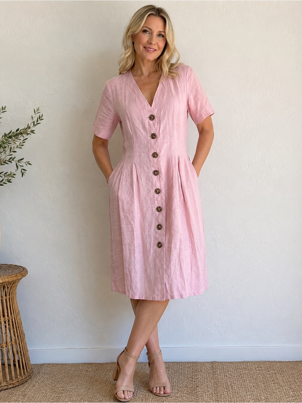 PART TWO Copenhagen Linen rose color dress sz 36